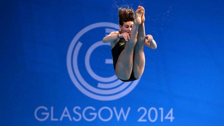 Maddison Keeney during the 3 metre springboard at Royal Commonwealth Pool. Photo: Quinn Rooney