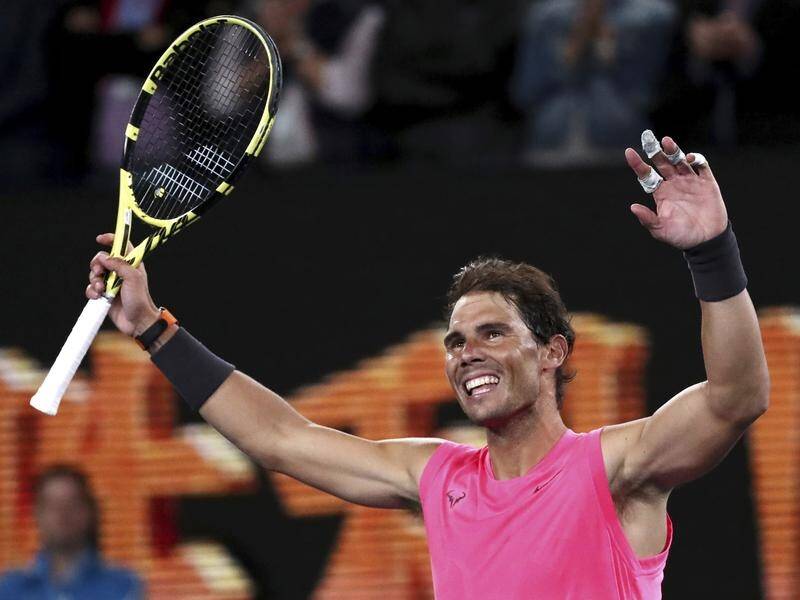 Top seed Rafael Nadal celebrates after his second-round win over Federico Delbonis.