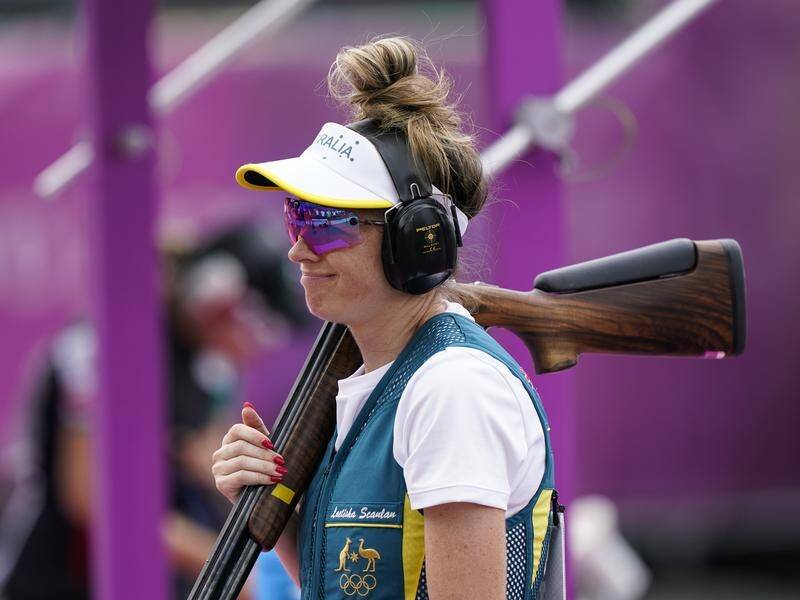 Australia's Laetisha Scanlan (pic) missed out on a trap shooting Olympic medal by just one target.