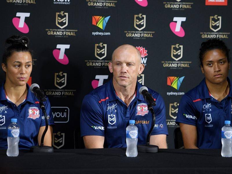 Sydney Roosters NRLW coach Jamie Feeney (c) is hopeful the competition will be expanded in 2021.