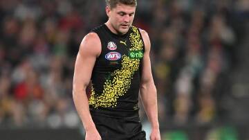 Jacob Hopper sufffered a hamstring injury for Richmond but the club feel it's not a serious one. (James Ross/AAP PHOTOS)