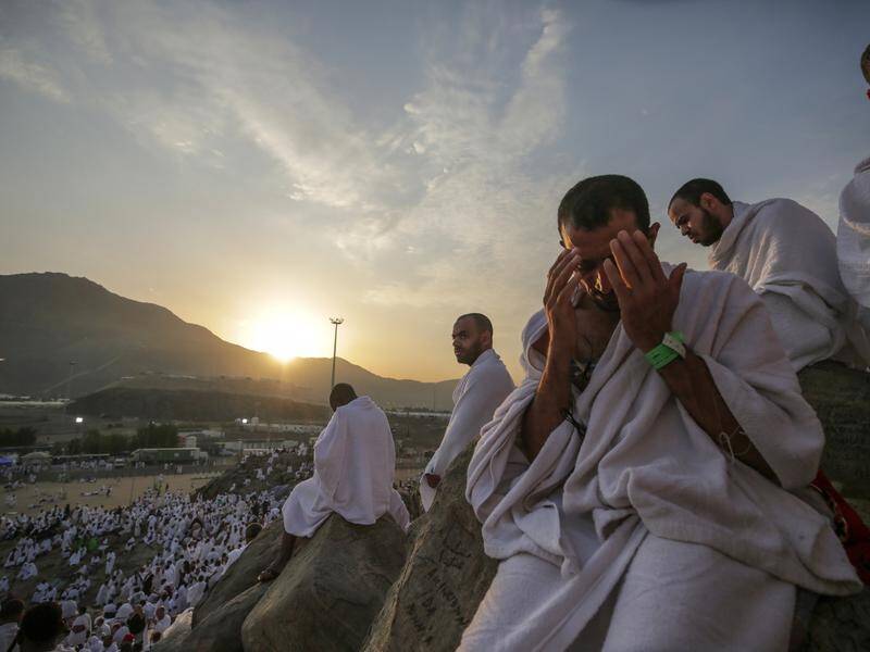 Pilgrims pray during the Hajj on Mount Arafat near Mecca, Saudi Arabia.