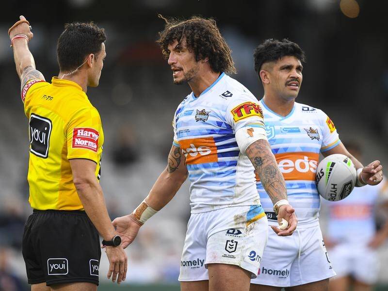 Referee Henry Perenara sent off Kevin Proctor for an incident in Gold Coast's clash with Cronulla.