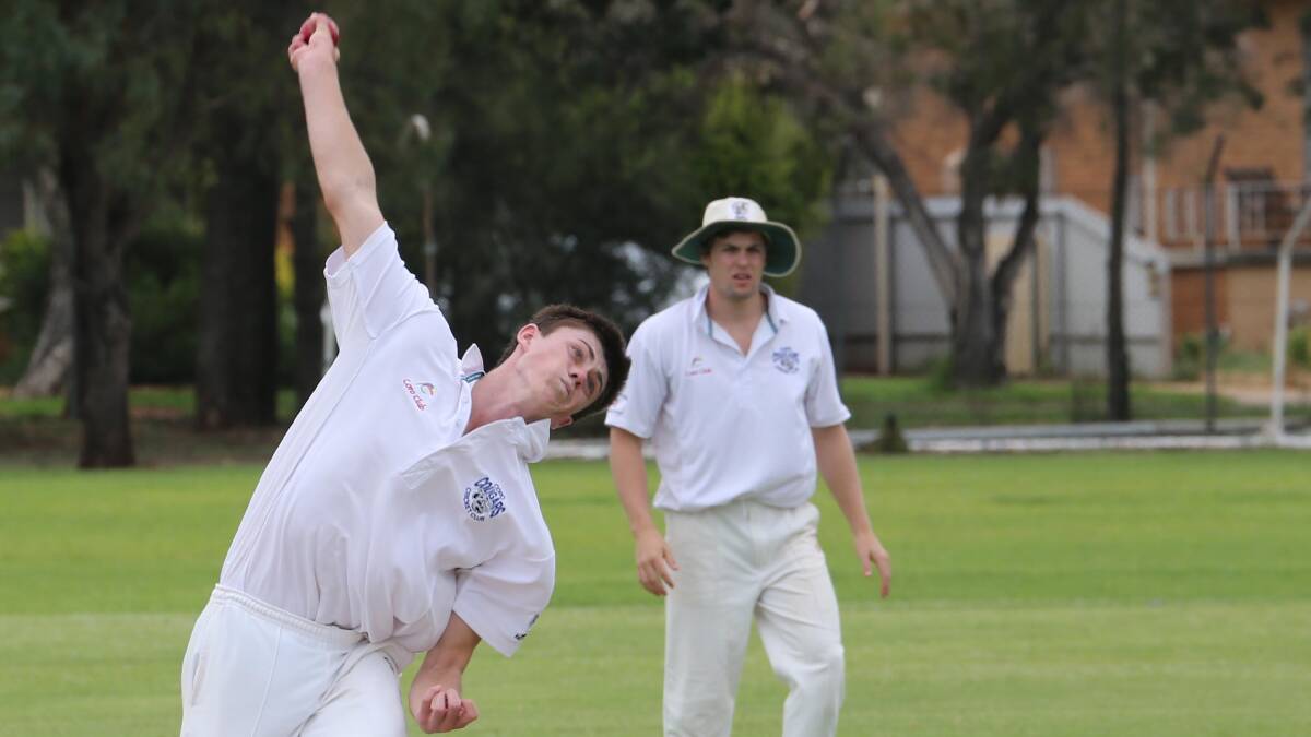 LOST IN THE FLOOD: Coro quick Alex Flood was in rare form on Saturday, taking
seven wickets against Leagues Club at Exies No.2 Oval. Picture: Anthony Stipo