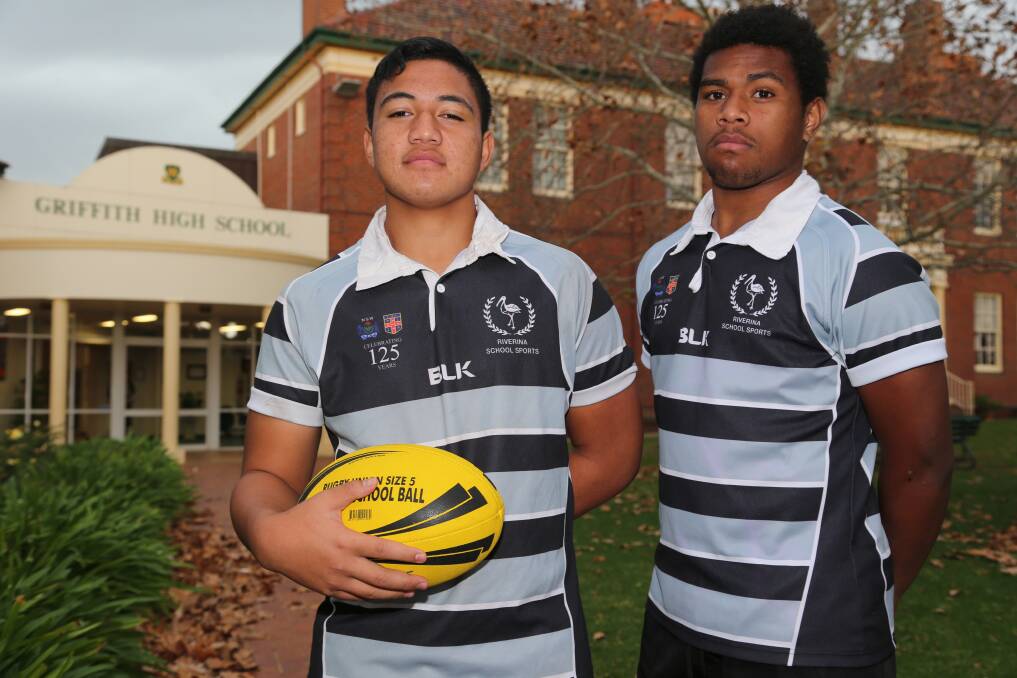 CLASS ACTS: Aistan Fidow, 15, and Mathew Driti, 15, will represent the NSW Combined High Schools rugby union side this weekend.