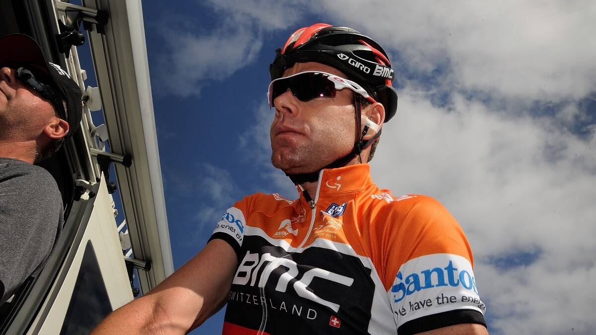Australian Rider Cadel Evans from team BMC prepares for the start of Stage Five of the Tour Down Under on January 25. Photo: Getty.