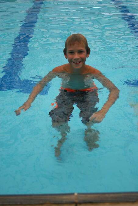 Caleb Callow, 13, at the Junee pool. Picture: Declan Rurenga