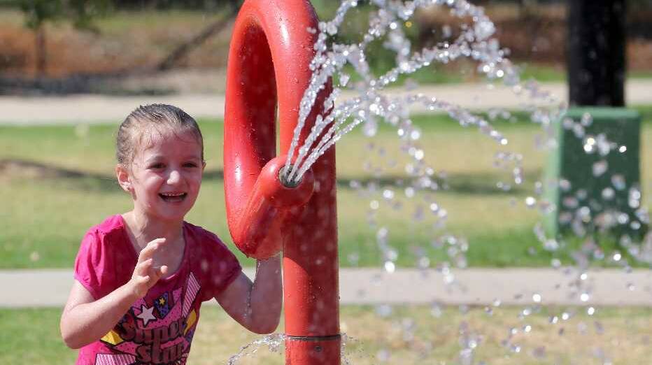 Stephanie Congdon, 5, at City Park in Griffith. Picture: Anthony Stipo