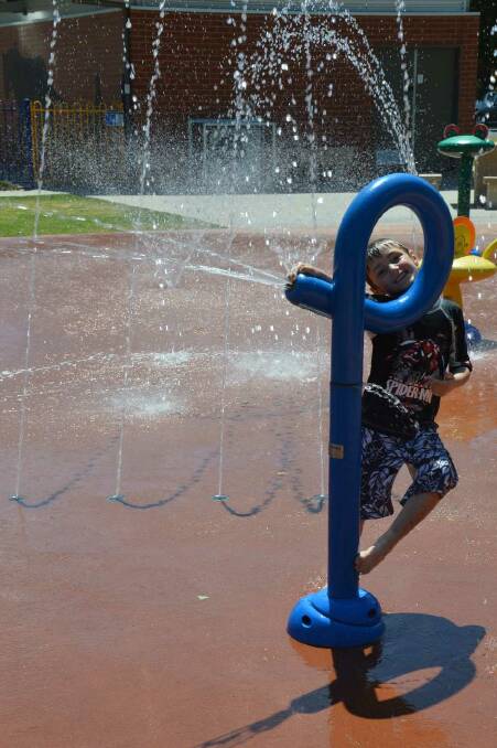 Justin Eade-Hollier, 6, at City Park in Griffith. Picture: Leah Humphrys