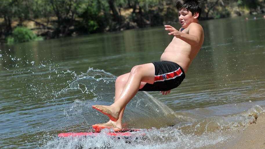 Will Shoemark, 11, at Wagga Beach. Picture: Michael Frogley
