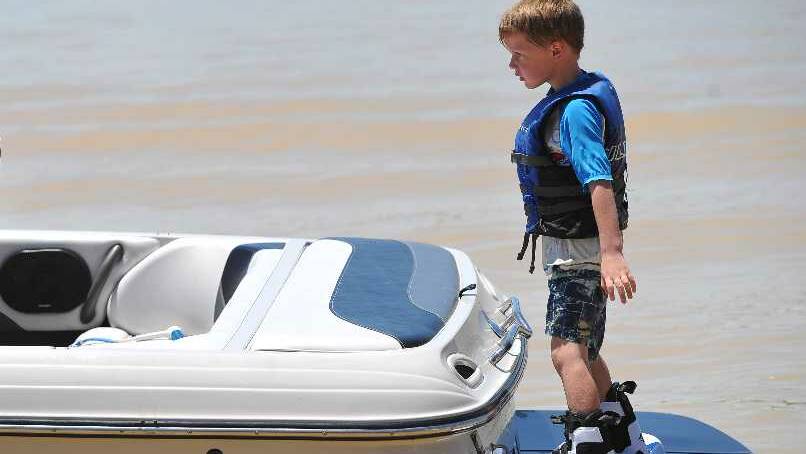 Oliver McLachlan, 6, at a day for kids to try out water activities on Lake Albert, hosted by Lake Albert Boat Club. Picture: Addison Hamilton