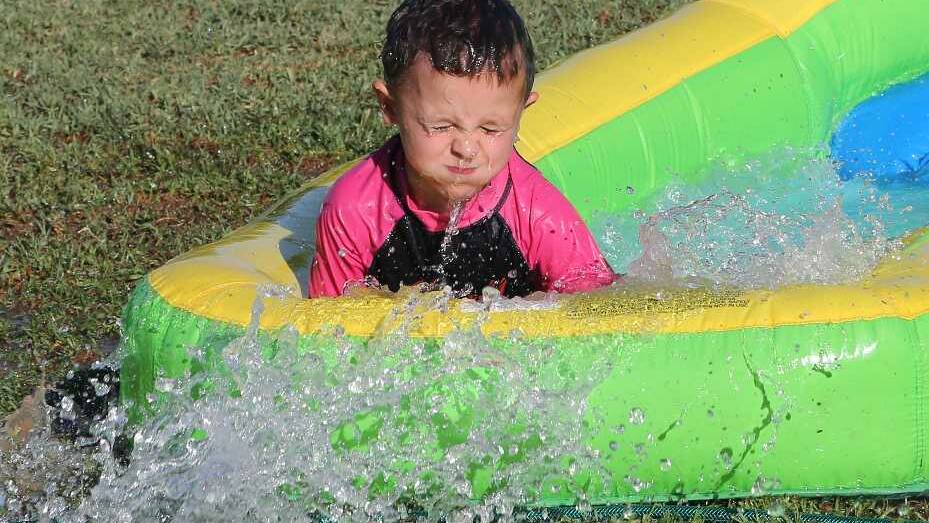 Dominic Foggiato, 4, beats the heat in Griffith. Picture: Anthony Stipo