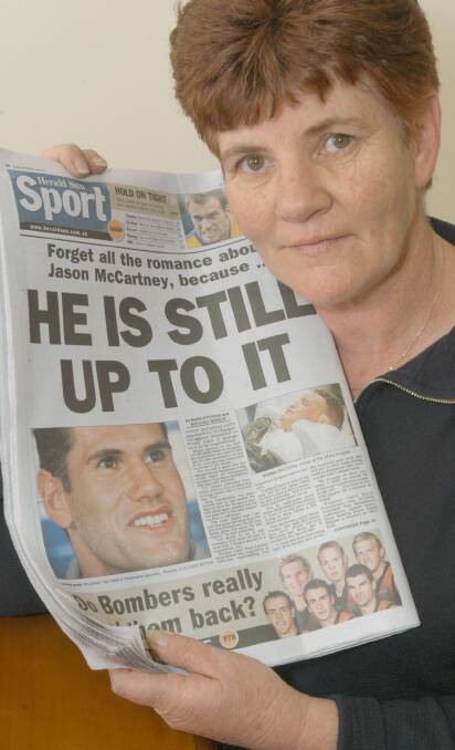 Jan McCarntey before travelling to Meblourne to watch her son's comeback game against Richmond in 2003.