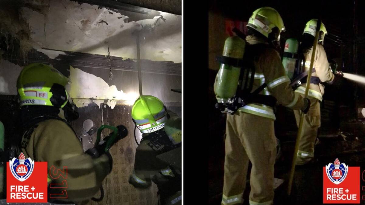 Fire and Rescue NSW teams search the house on Yambil Street, Griffith, at 7.30pm on Friday. PHOTOS: FRNSW Griffith 