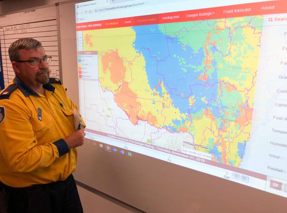 KEEPING WATCH: Acting district manager Inspector Jason Wall inspects predicted fire danger across NSW.