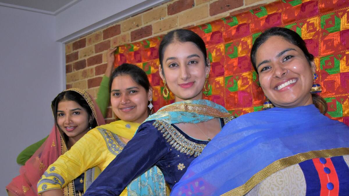 Anuradha Patel, Simarjeet Kaur, Sukhy Kaur, and Navdeep Sidhu rehearse for Griffith's Teeyan Festival to be held at the Yoogali Club on Saturday. PHOTO: Kenji Sato