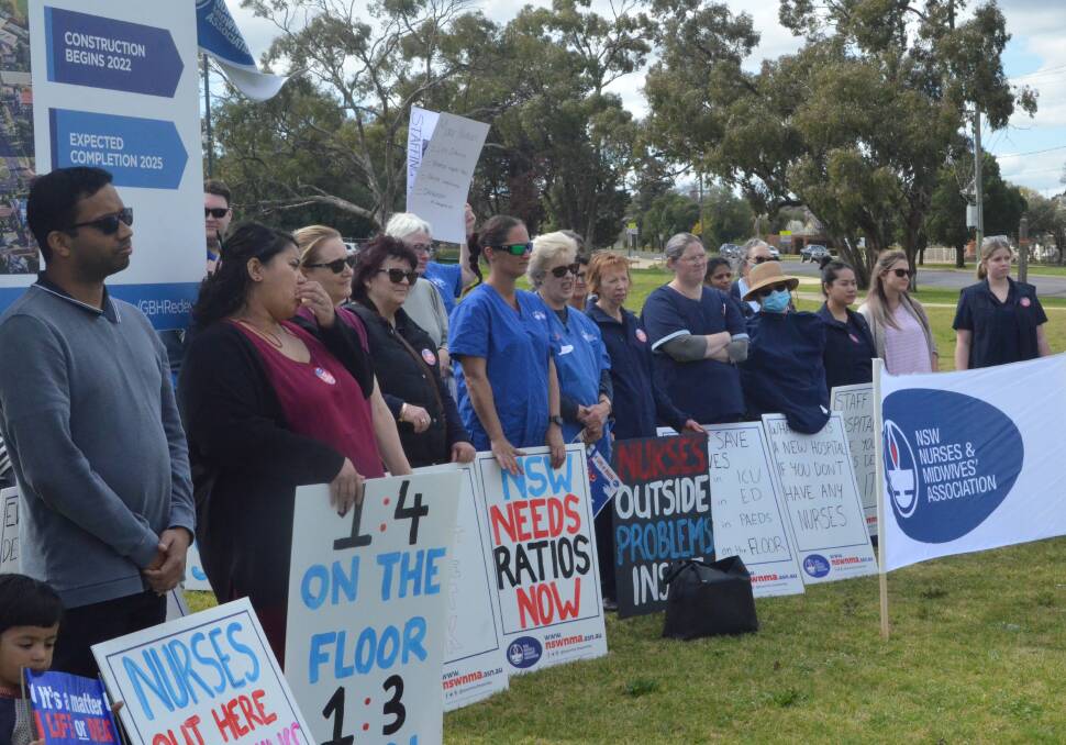 Griffith nurses on strike outside the Base Hospital in September. Photo by Cai Holroyd
