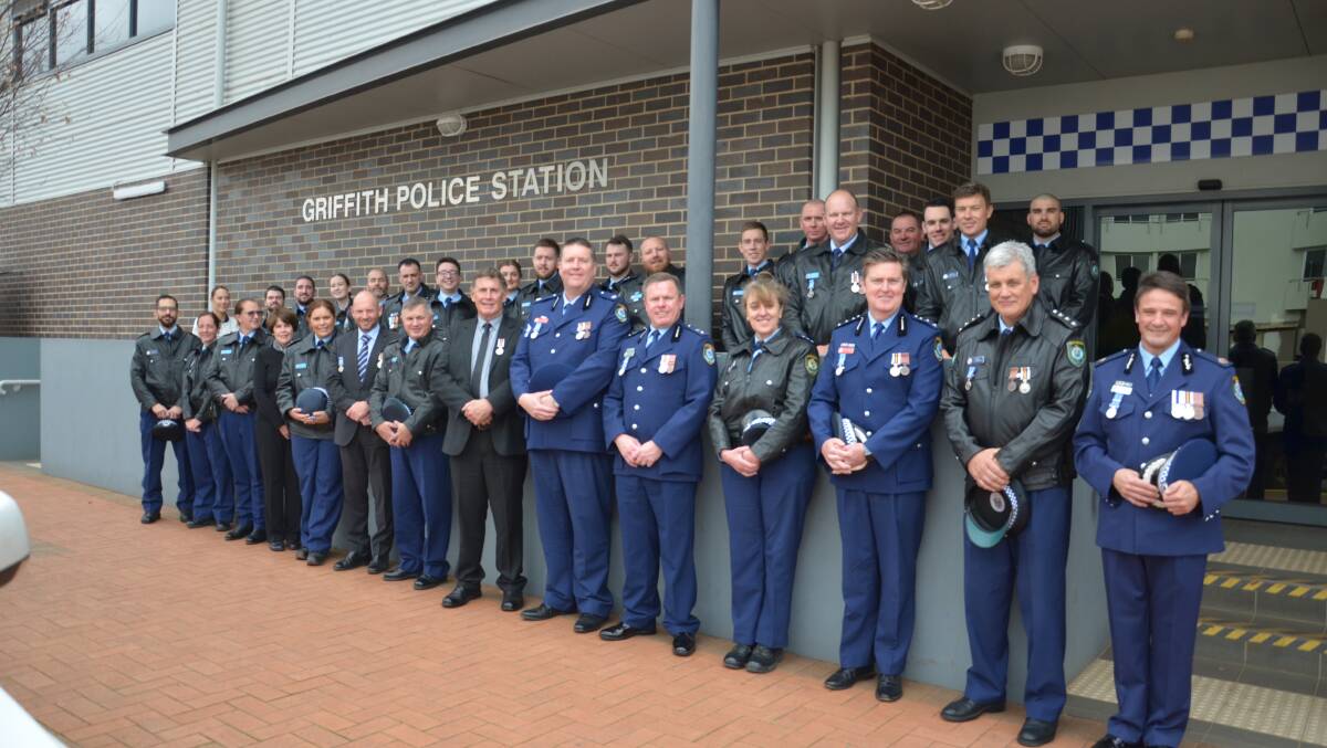 THIN BLUE LINE: Murrumbidgee Police District officers who received awards on Wednesday. PHOTO: Declan Rurenga