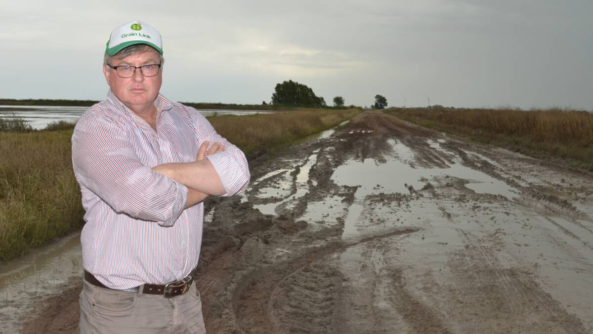 ALL-WEATHER ACCESS: Grain Link (NSW) managing director Paul Pearsall says rain has made access to the Benerembah grain storage impossible for heavy vehicles. PHOTO: Declan Rurenga
