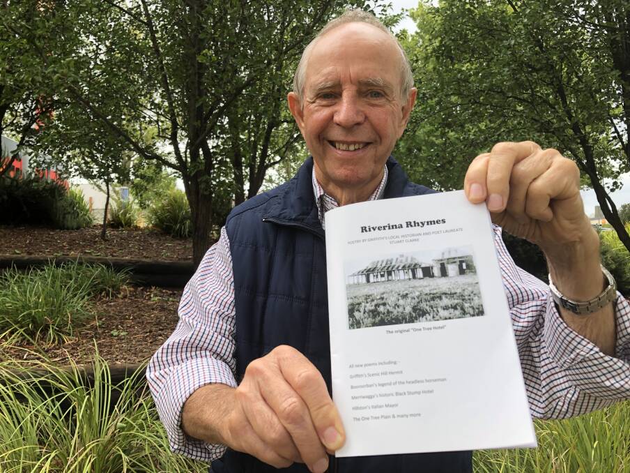 BOOK THREE: Poet Stuart Clarke has been re-telling western Riverina history in his poems and published his third book, Riverina Rhymes. PHOTO: Declan Rurenga