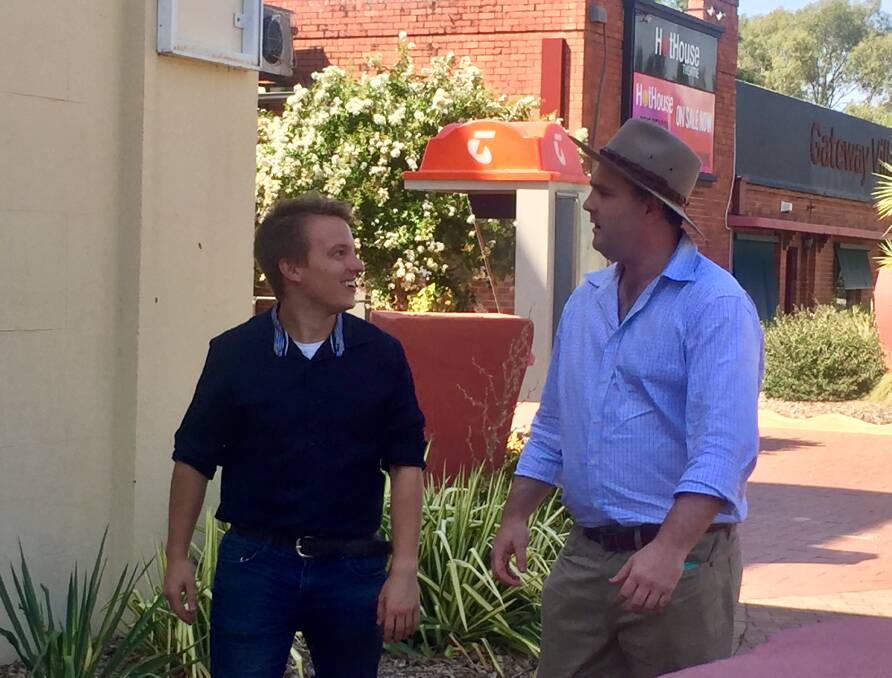 LABOR PALS: Federal candidates Eric Kerr and Kieran Drabsch met for the first time on Thursday at Gateway Island in Albury.