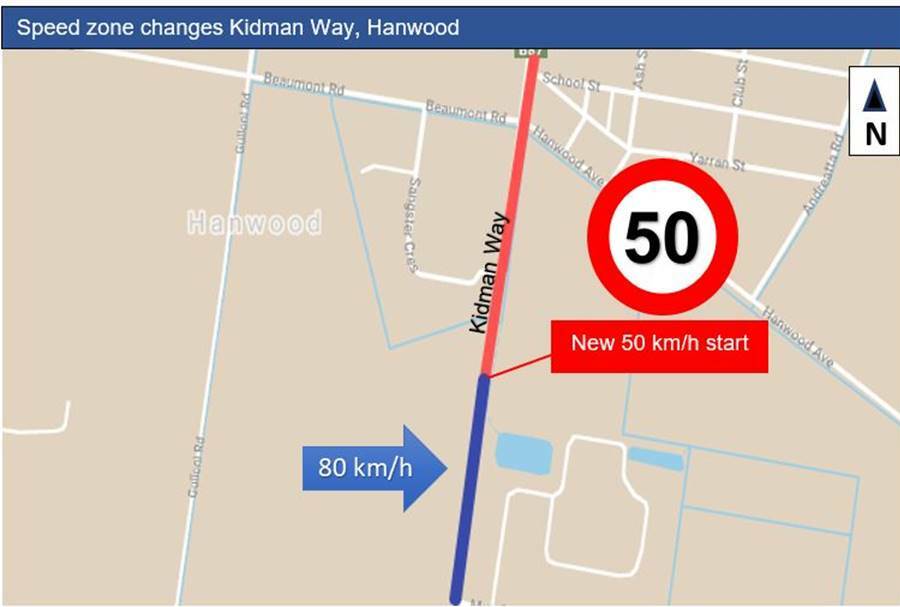 Where the speed limit between Hanwood and Griffith will be reduced. IMAGE: Transport for NSW