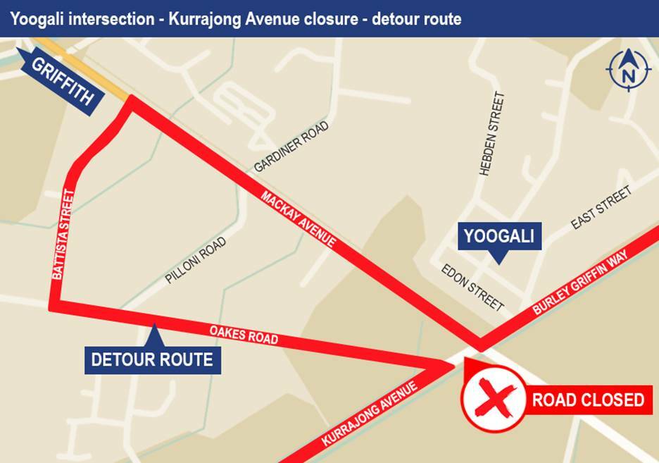 Closure of Kurrajong Avenue from Saturday, September 12. PHOTO: Roads and Maritime Services