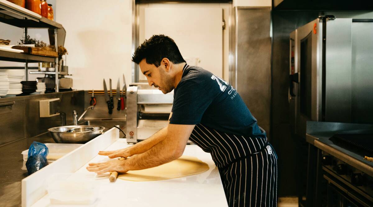 BY HAND: Zecca Handmade Italian chef Ben Di Rosa making pasta, the restaurant is preparing for different kind of Festa Della Mamma on Sunday. PHOTO: Contributed