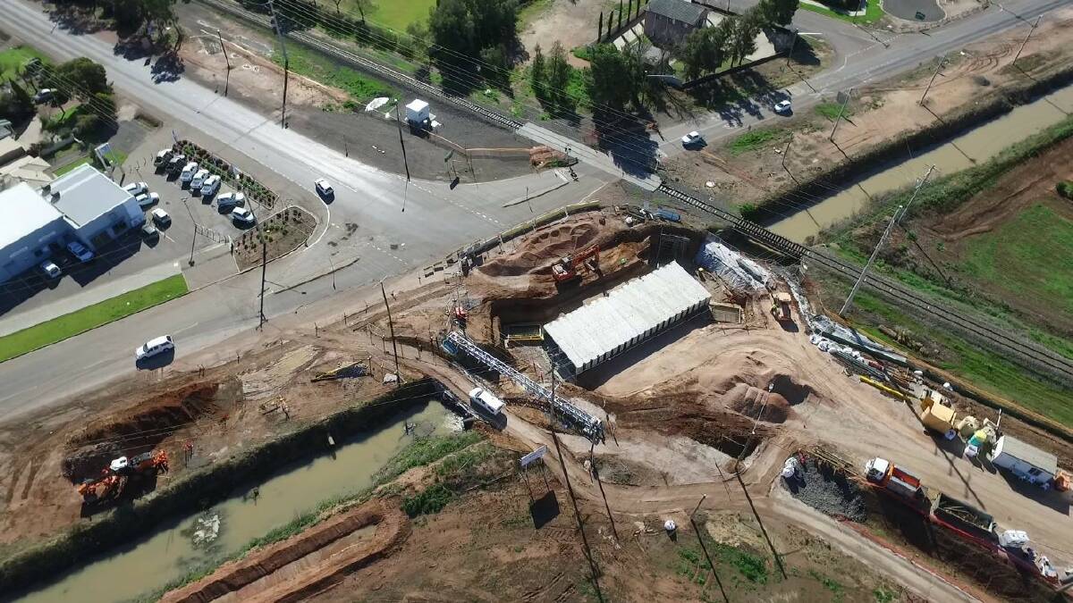 UP HIGH: The new bridge over Main Drain J as seen from the air, the next stage of the intersection upgrade project will see traffic lights added. PHOTO: Contributed