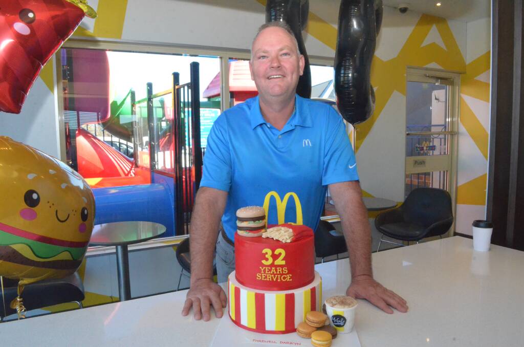 FAREWELL: Griffith McDonald's licensee Darryn Savage is farewelled after first opening the city's McDonald's restaurant 25 years ago. PHOTO: Declan Rurenga