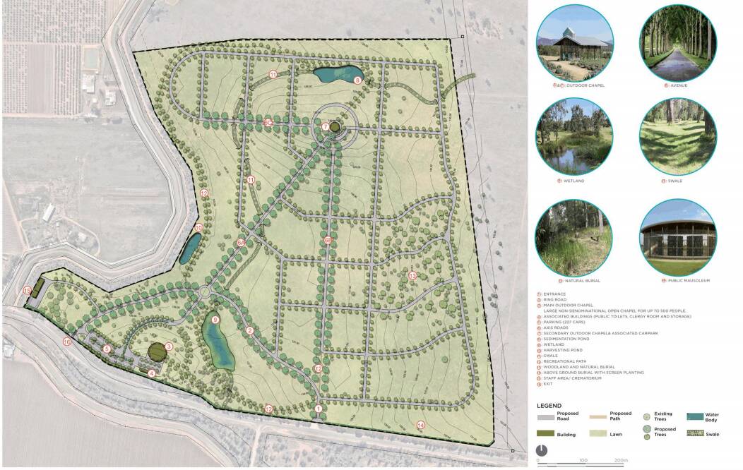 An overview of the second Griffith cemetery from the draft masterplan. IMAGE: Griffith City Council