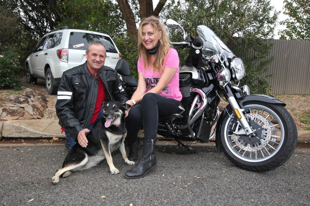 TOUR: Griffith's Glen Dal Broi and Danielle Dionis with Stevie the Wonder Dog are joining the Black Dog Ride. PHOTO: Anthony Stipo