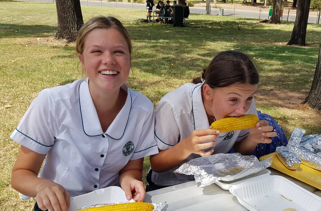 Coleambally Central School students grew 90 kilos of sweet corn with help from Pioneer MIA Farm Services. PHOTOS: Contributed