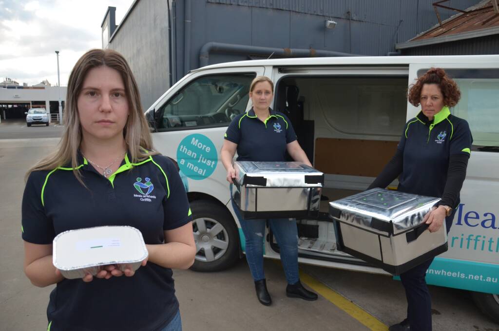 WHEELS TURNING: Griffith Meals on Wheels senior co-ordinator Tennille Valensisi and Kristie Favell and Kim Mecham are worried a new funding structure will make it harder to deliver services. PHOTO: Declan Rurenga