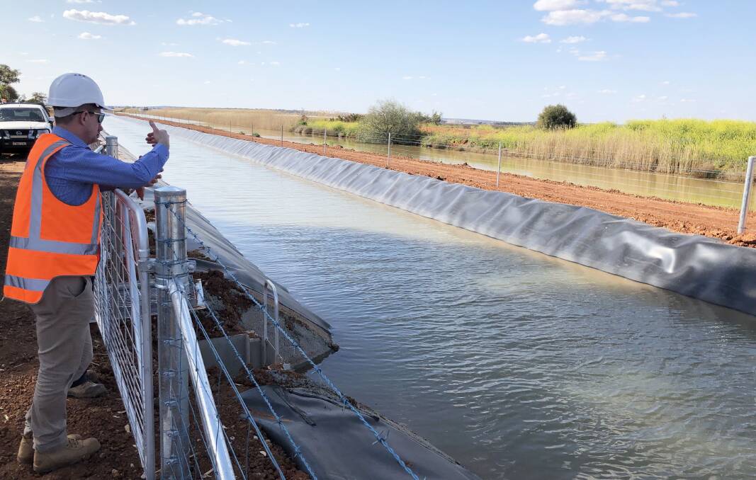 Murrumbidgee Irrigation has recently lined the Warbun channel with high-density polyethylene. PHOTO: Contributed
