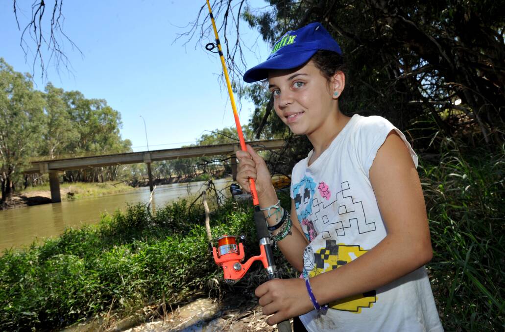 READY TO CAST: Skye Birch prepares to cast a line during the Riverina Classic in 2015.