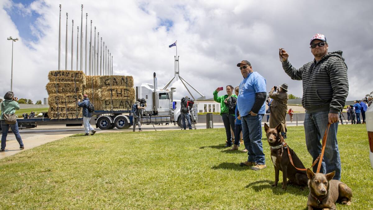 CONVOY IN CANBERRA: Farmers converged on Parliament House last week to protest the Murray Darling basin plan. PHOTO: Sitthixay Ditthavong