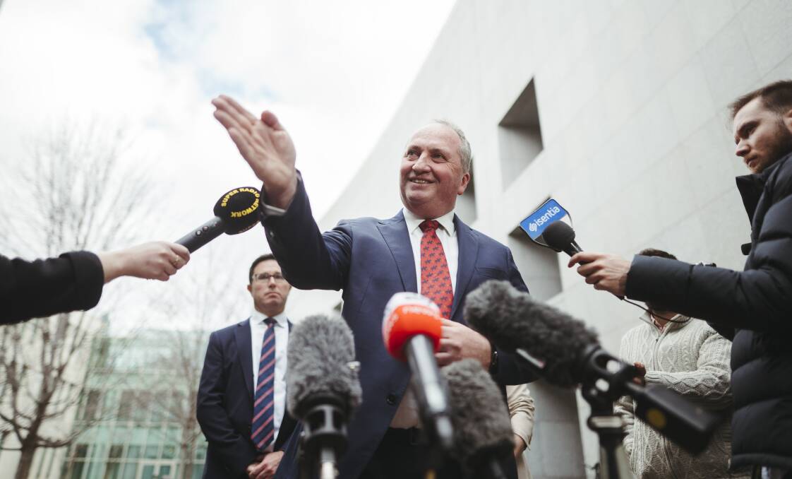 NEXT: Nationals MP Barnaby Joyce addresses the media after being elected as party leader for the second time in his career. PHOTO: Dion Georgopoulos