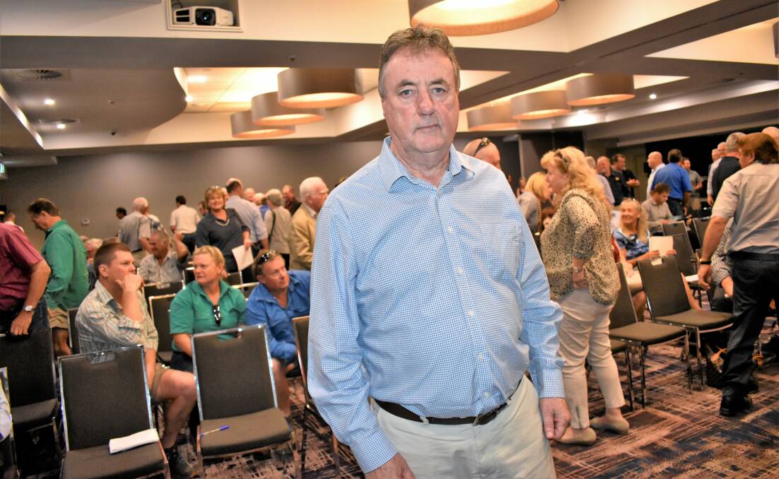 Murray-Darling Basin interim Inspector General Mick Keelty met with 160 people at the Griffith Southside Leagues Club in 2019. PHOTO: Kenji Sato