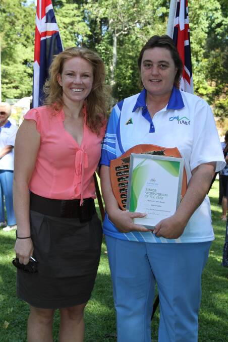 Tumut Shire Senior Sports Person with Australia Day Ambassador Hannah Campbell-Pegg. Australia Day in Tumut. Picture: Contributed