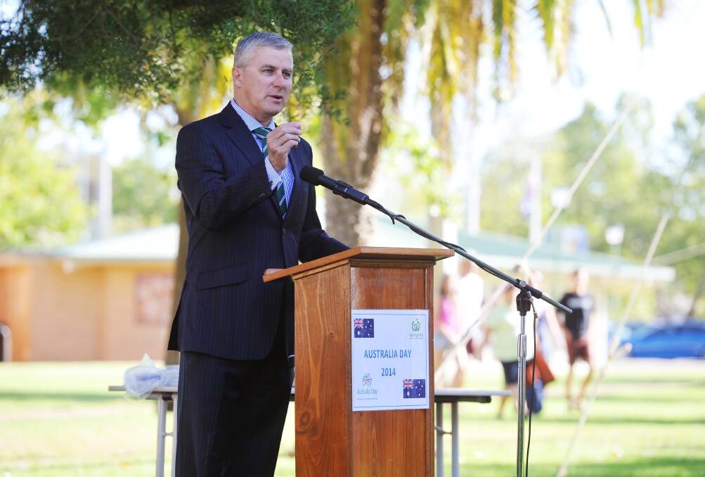 Michael McCormack at the Australia Day Celebrations in Narrandera. Picture: Alastair Brook