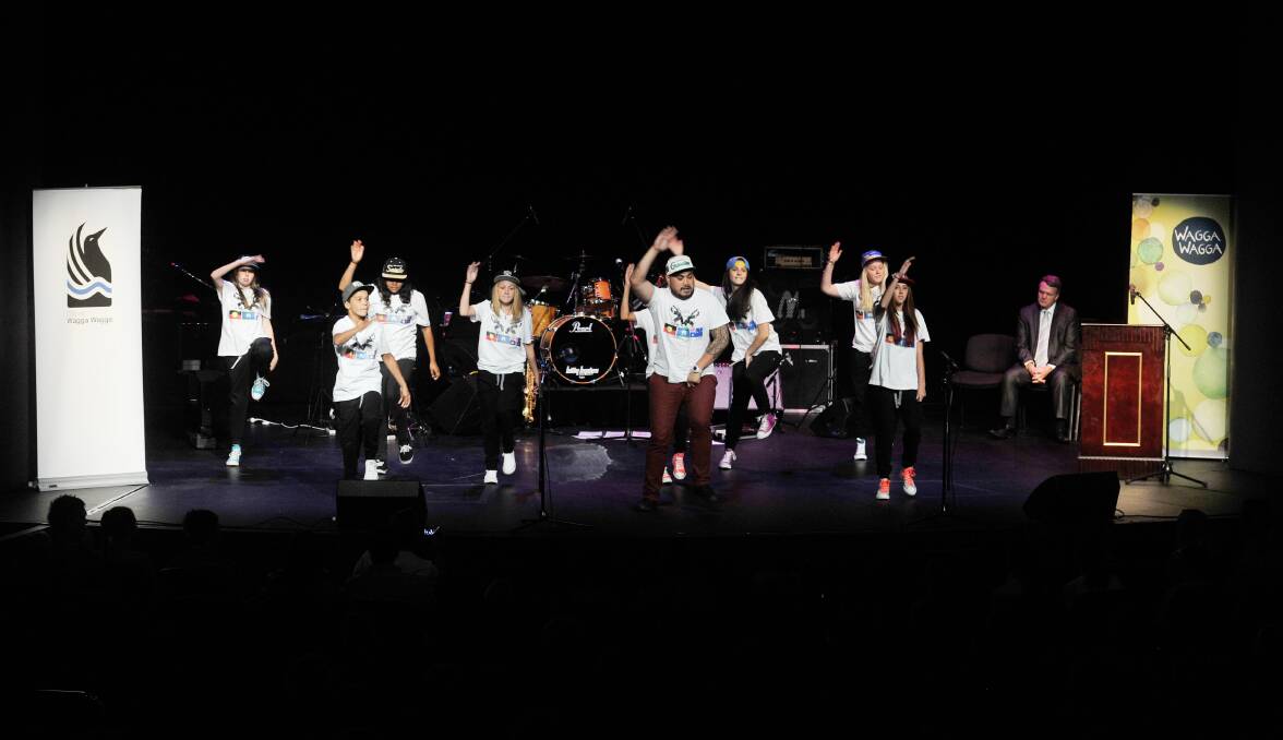 Australia Day Australian Citizen awards night at the Civic Theatre, Mt Austin High's Indigenous Hip Hop Dancers. Picture: Alastair Brook