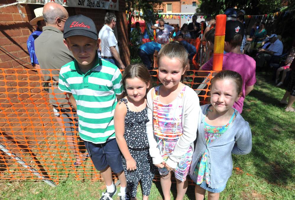 Drew Matthews (10), Charlie (7), Zoee (9), Olivia (7) Absolom at the Australia Day Celebrations in Narrandera. Picture: Alastair Brook