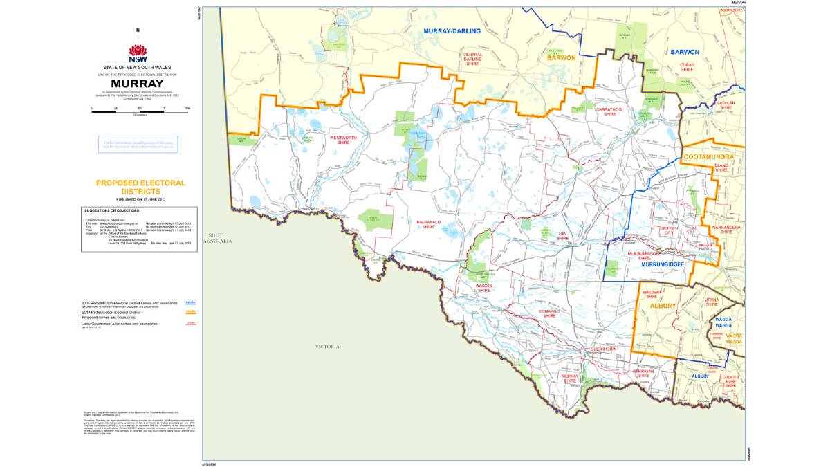Griffith, Leeton and Carrathool would become part of the new Murray electorate. Picture: www.redistribution.nsw.gov.au