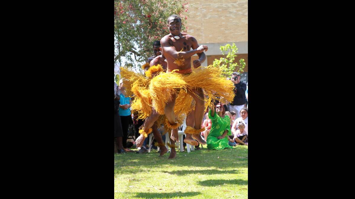 Fijian Dancer Jolame Seduadua performs at the Multicultural Festival in Memorial Park. Picture: Anthony Stipo