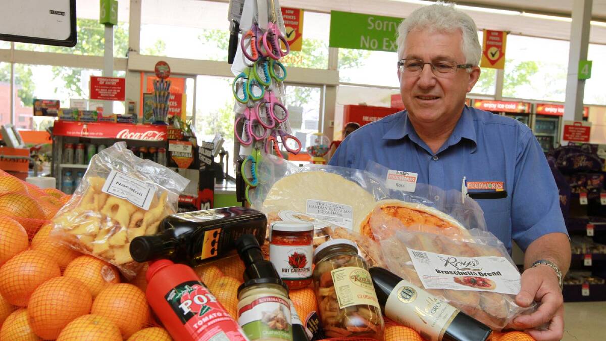 Rossies Foodworks store manager Ross Catanzariti shows off the local produce he prides himself on selling. Picture: Anthony Stipo