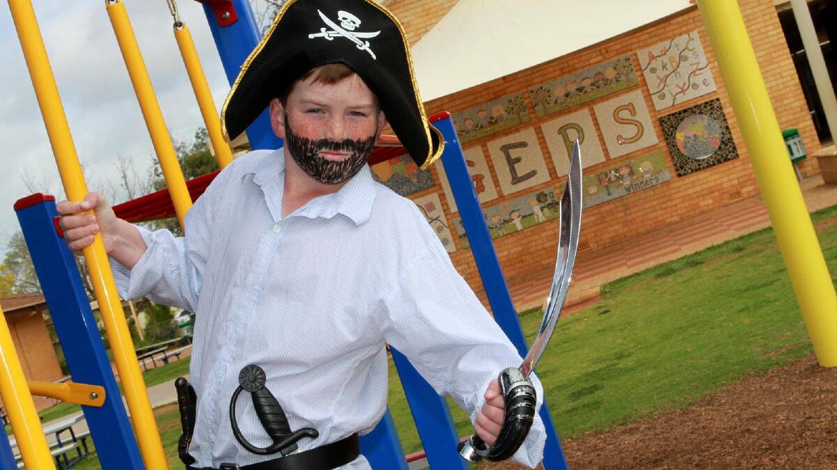 Griffith East Public School student Cooper Angel, 9, dressed up for Talk Like a Pirate Day. Picture: Anthony Stipo